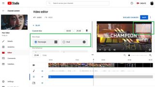How to edit videos on YouTube - add blue step 3: Select blur shape and adjust size in the preview pane
