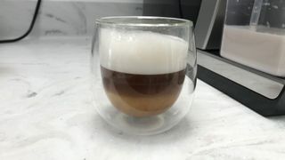 De'Longhi Dinamica Plus coffee showing the separated levels