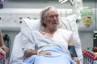 Clive Russell as injured farmer Callum in Casualty.
