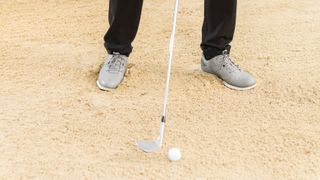 PGA pro Nick Drane setting up to hit a bunker shot at Woburn