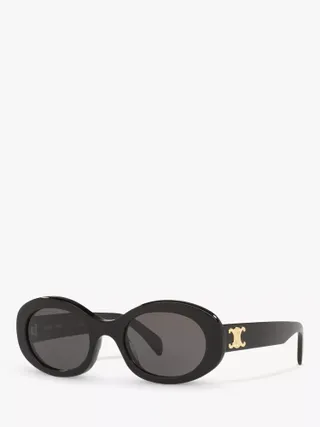 Celine Cl000312 Unisex Oval Sunglasses, Black/grey