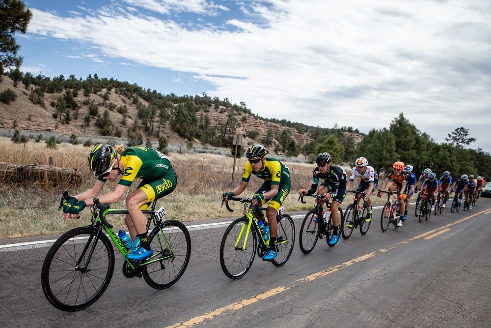 Alex Hoehn (Aevolo) pulls on the front of the breakaway during stage 5 of the Tour of The Gila