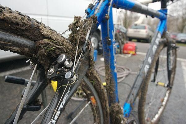 A little Begian mud on Jerome Townsend's Alan Cross Bike