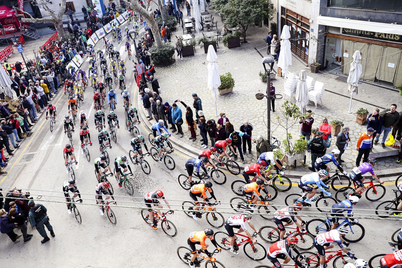 The peloton rolls out for day 2 at the 2020 Mallorca Challenge