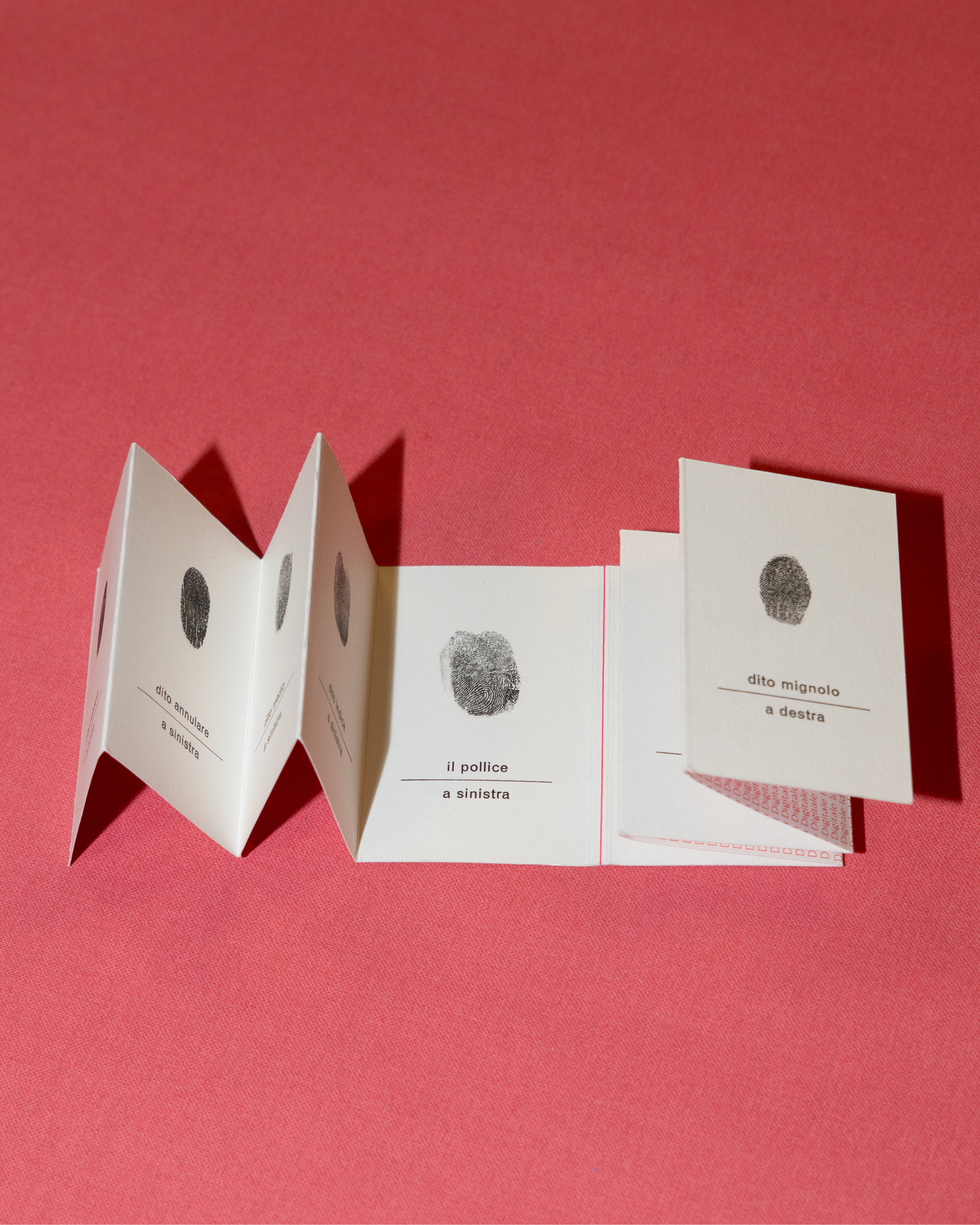 small book featuring thumb prints on pink background