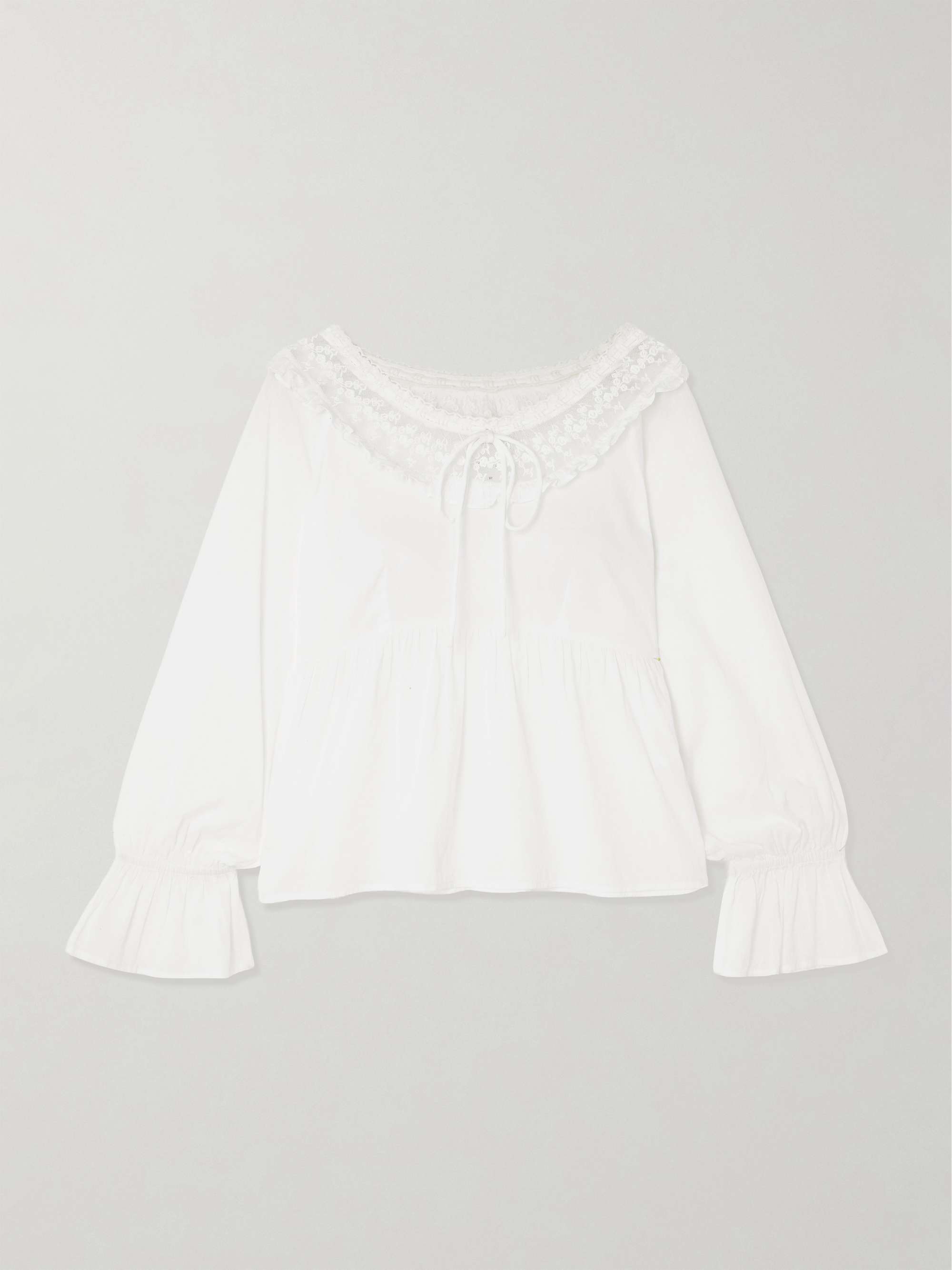Danielle Lace-Trimmed Cotton Blouse