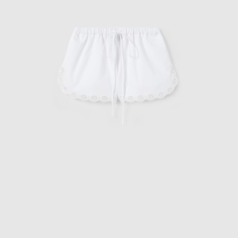 Cotton Poplin Shorts Wth Embroidery