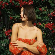 A woman outside in a garden