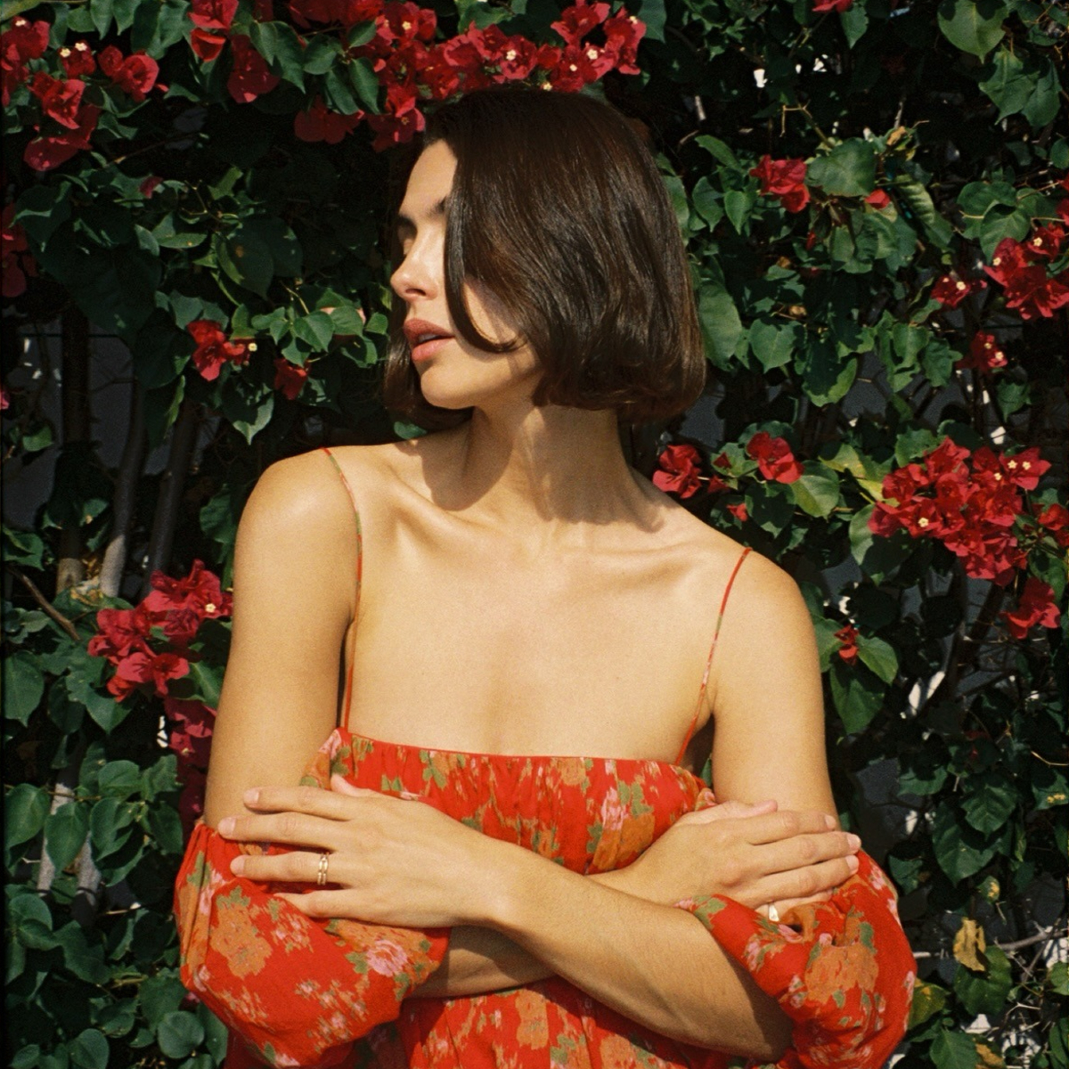 A woman outside in a garden