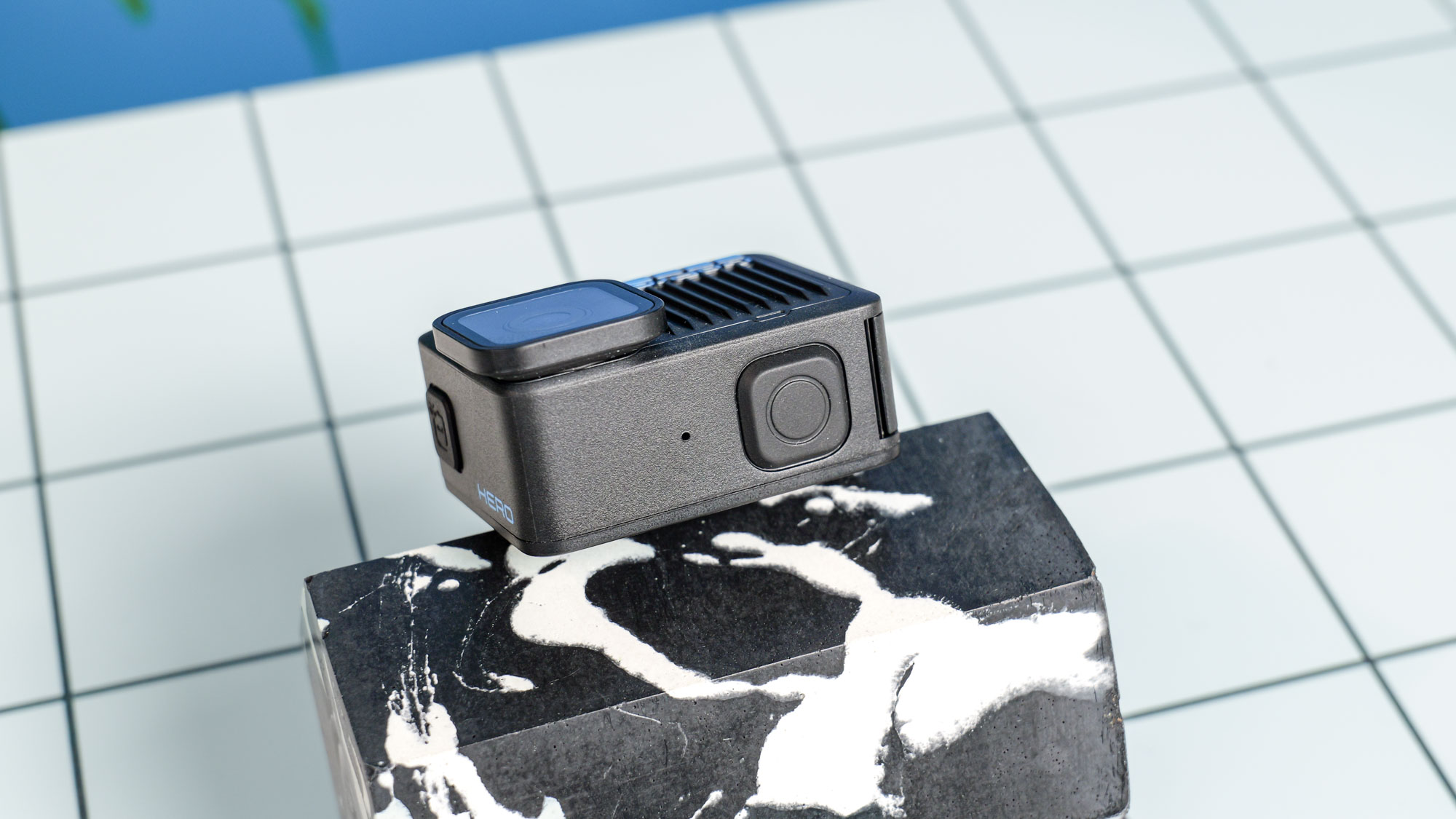 The GoPro Hero (2024) on a marble stone