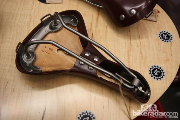 Rivet offers leather saddles with rails and frames made in either titanium or chromoly steel.