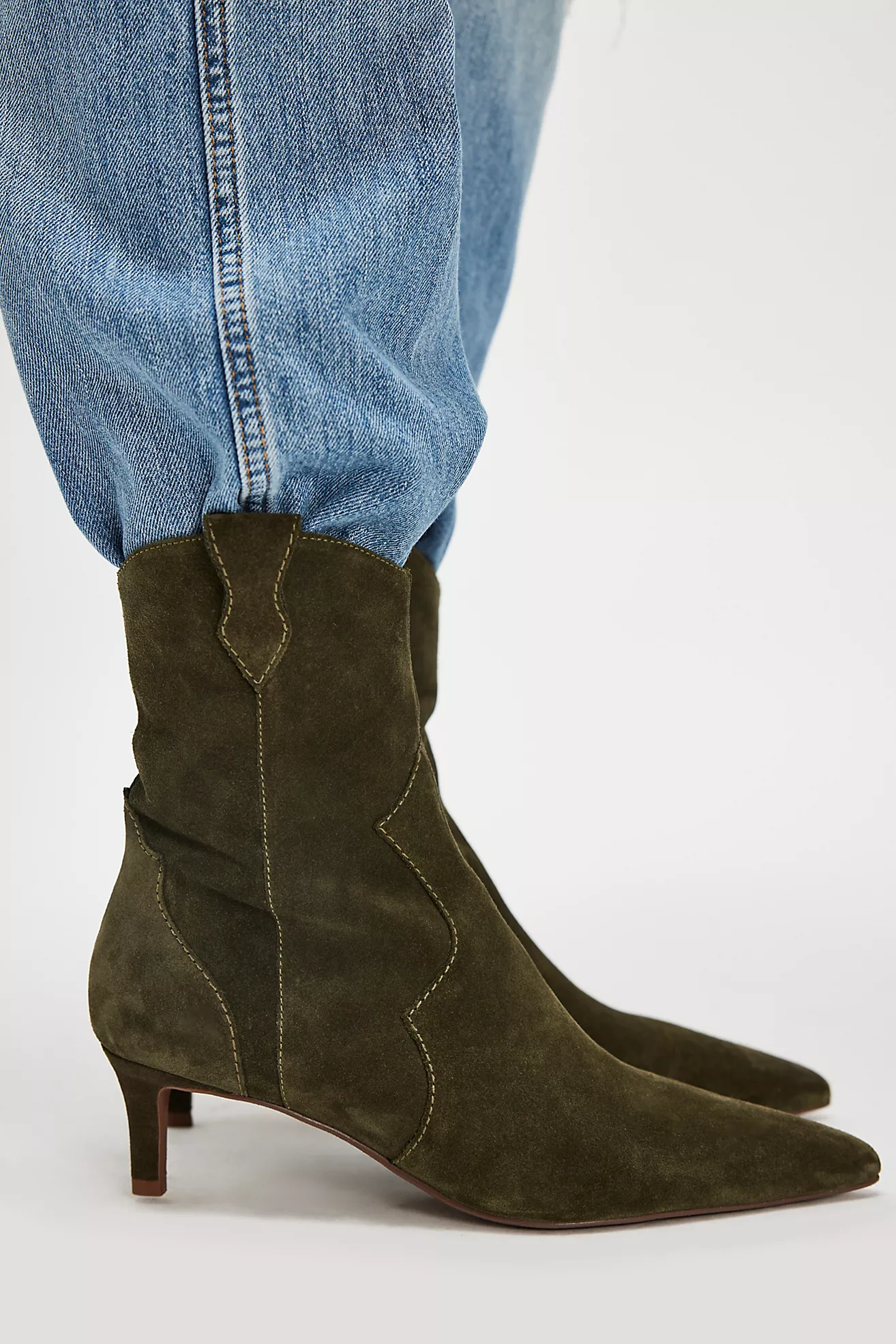 Liora Kitten Heel Suede Ankle Boots