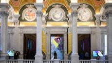 The entrance to the Library of Congress exhibition "Collecting Memories: Treasures from the Library of Congress"