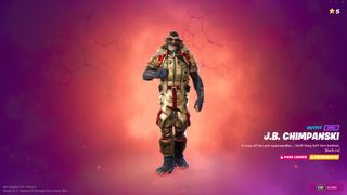 Fortnite's Chapter 2, Season 8 battlepass includes a new player skin J.B. Chimpanski, a Russian space chimp with out-of-this-world accessories.