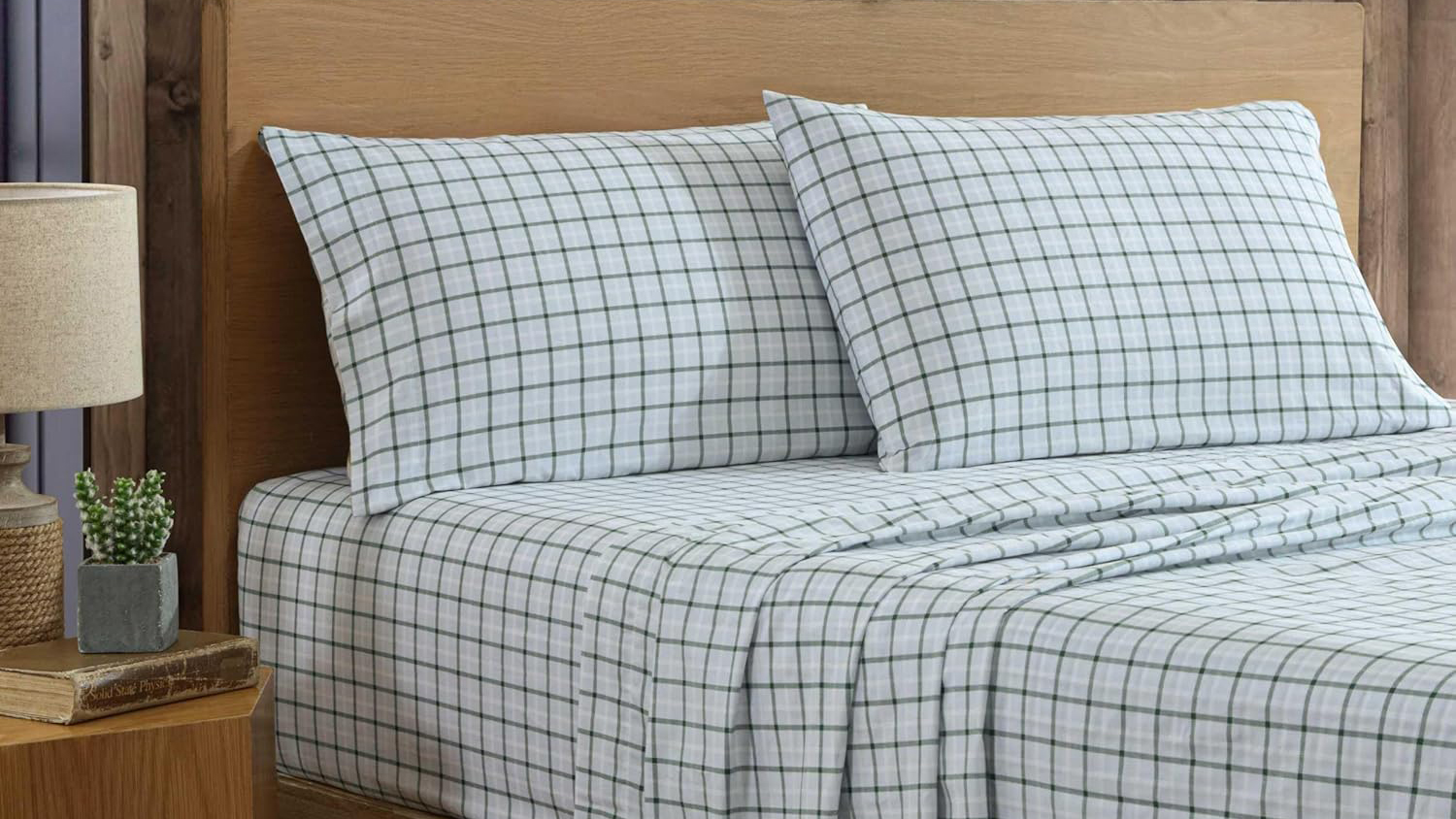 Eddie Bauer Plaid Cotton Percale Bedding Set in Green and White