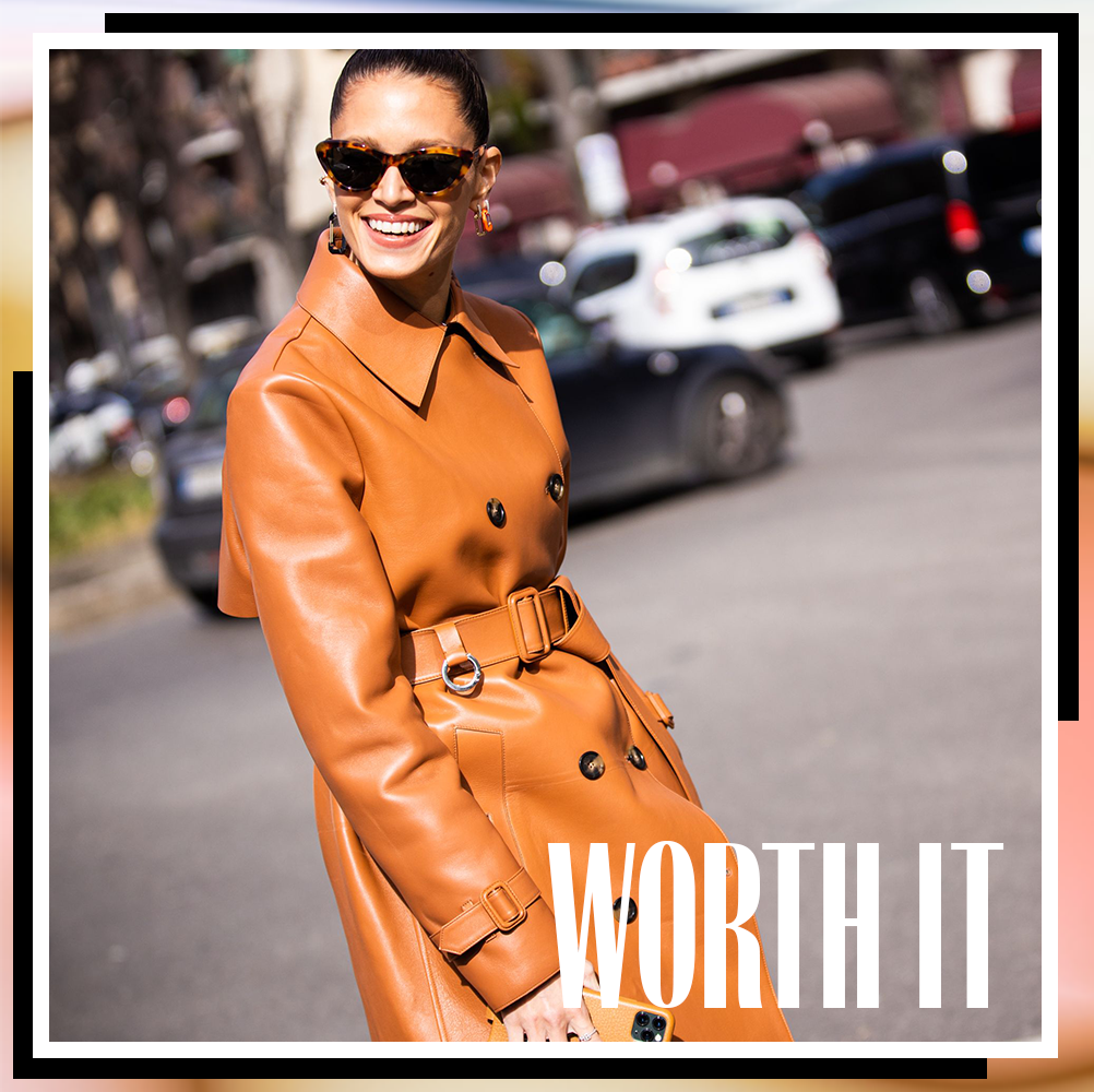 EACH X OTHER Belted faux leather trench coat