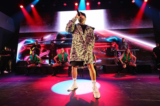 Nicky Jam performs on stage during Telemundo's upfront presentation in New York.