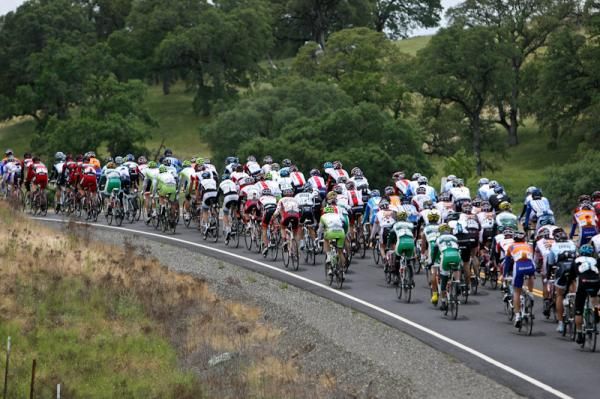 The race rolls through the last bit of countryside before getting into downtown Sacramento.