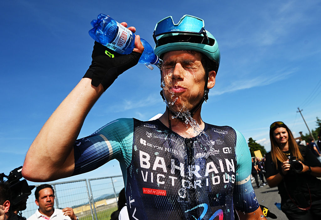 NOVI LIGURE, ITALY - MAY 21: Stage winner Alec Segaert of Belgium and Team Bahrain - Victorious reacts after the 109th Giro d&amp;amp;apos;Italia 2026, Stage 12 a 175km stage from Imperia to Novi Ligure / #UCIWT / on May 21, 2026 in Novi Ligure, Italy. (Photo by Tim de Waele/Getty Images)