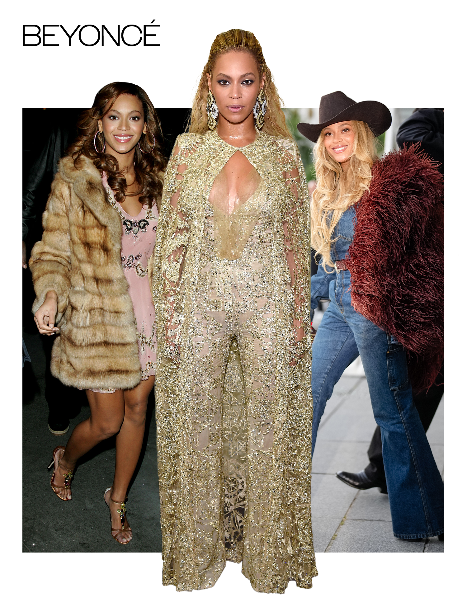 A collage of Beyonc&amp;eacute; photos that show her style