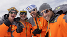 Jason Schwartzman, Steve Carell, Ramy Youssef, and Cory Michael Smith in Mountainhead.