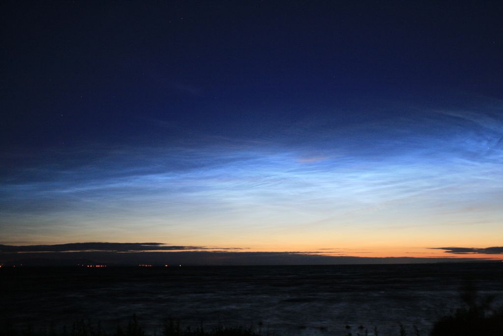 Mysterious Night Shining Clouds Glow Above Northern Ireland Photo Space