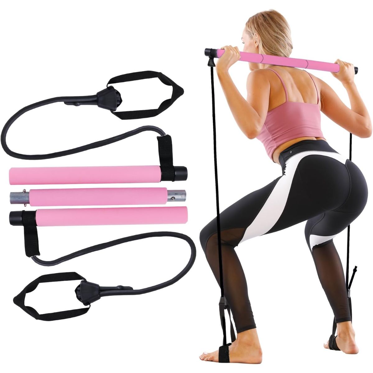 pink Active Pilates Bar Kit