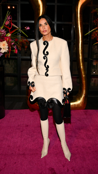 Demi Moore at the Schiaparelli and Neiman Marcus Cocktail Event at the John Sowden House on October 12, 2023 in Los Angeles, California