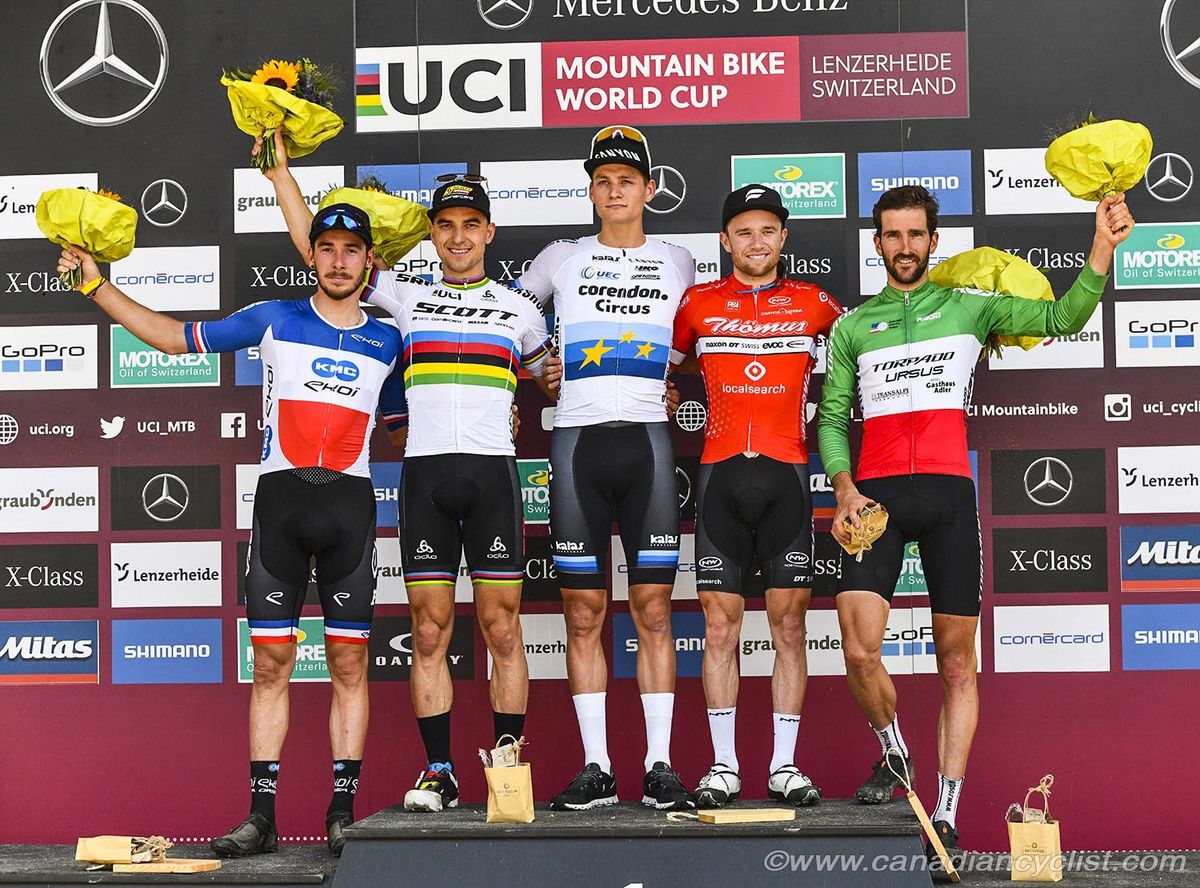 Victor Korezky, Nino Schurter, Mathieu van der Poel, Mathias Flueckiger, Gerhard Kerschbaumer