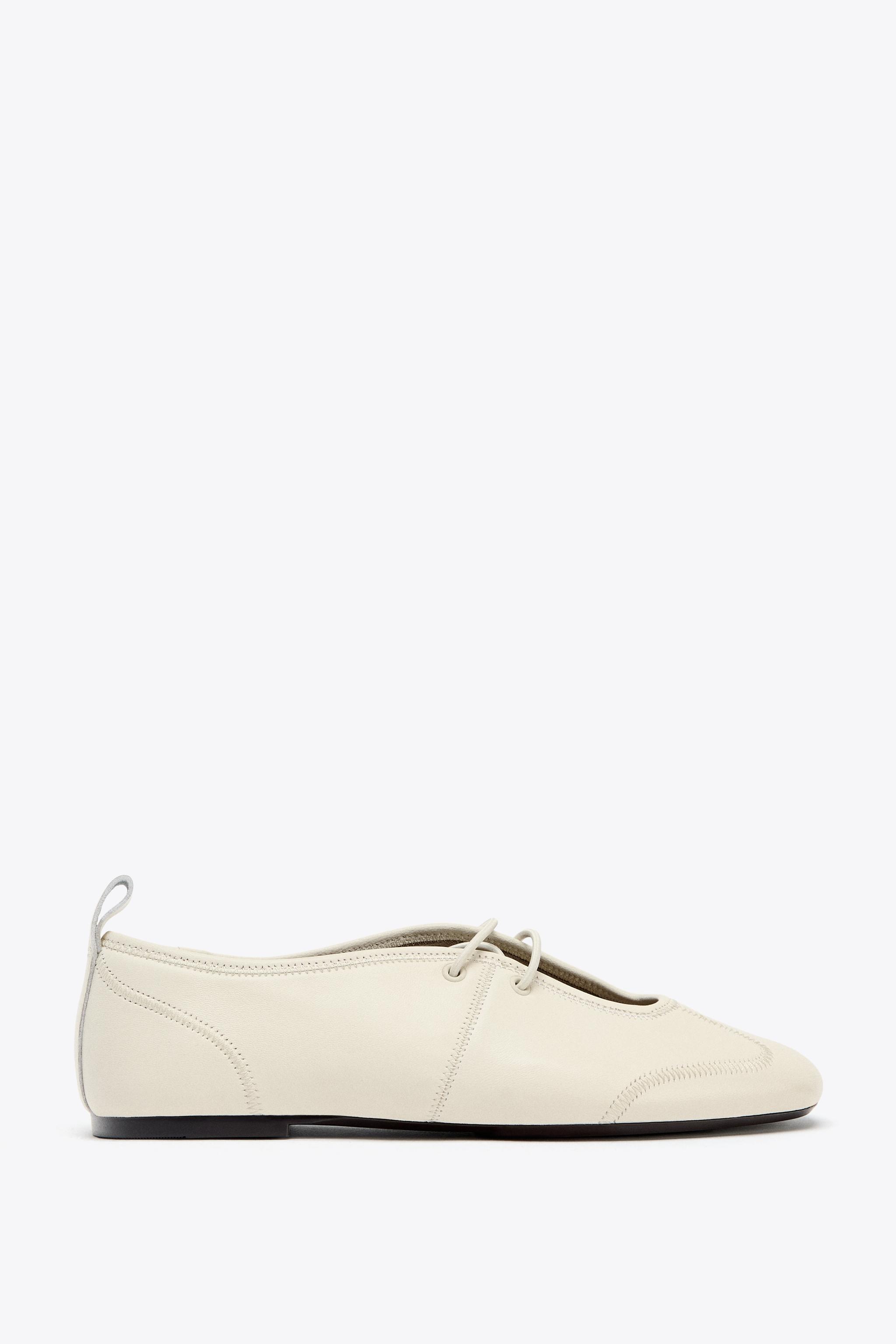 Leather Topstitched Ballet Flats