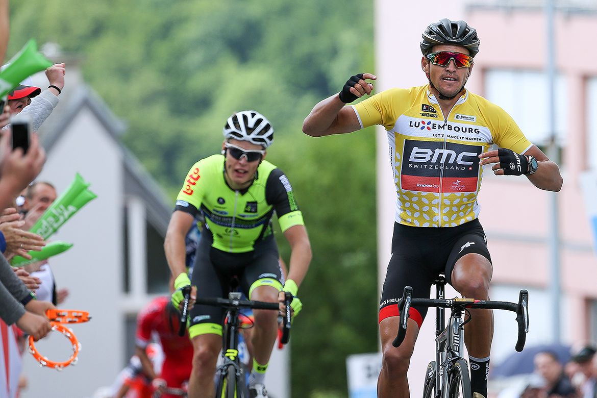 Greg Van Avermaet celebrates a stage win and the overall title at the Tour de Luxembourg