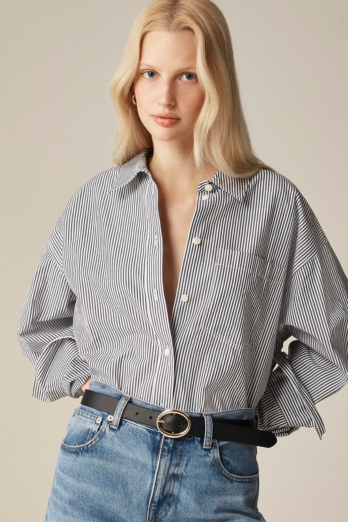 J.Crew Étienne Oversized Shirt in Striped Cotton Poplin