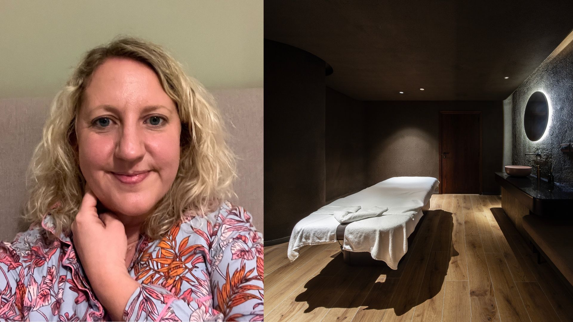 Kat Storr doing the acupressure method at home and room at Verdala Wellness Hotel