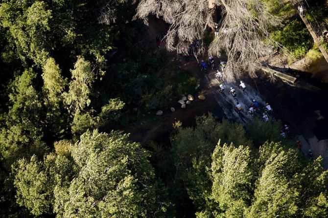 Riders cross the Jonkershoek River