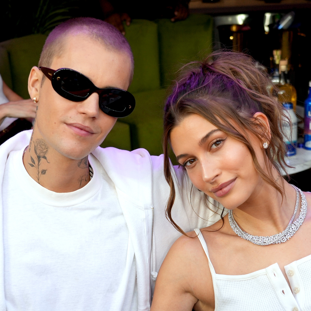 Justin Bieber and Hailey Bieber at the 2024 super bowl