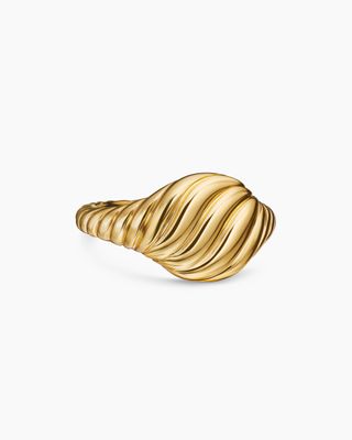 Sculpted Cable Pinky Ring in 18k Yellow Gold, 10mm