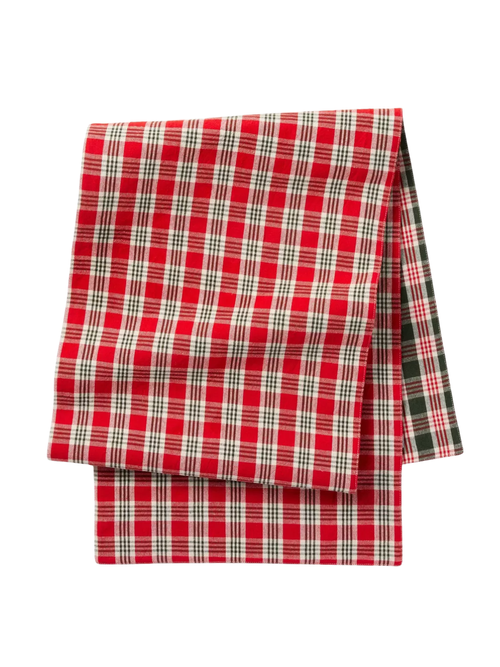 14"x72" Reversible Plaid Runner Green/Red