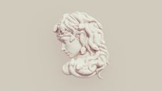 Medusa statue bust on white background