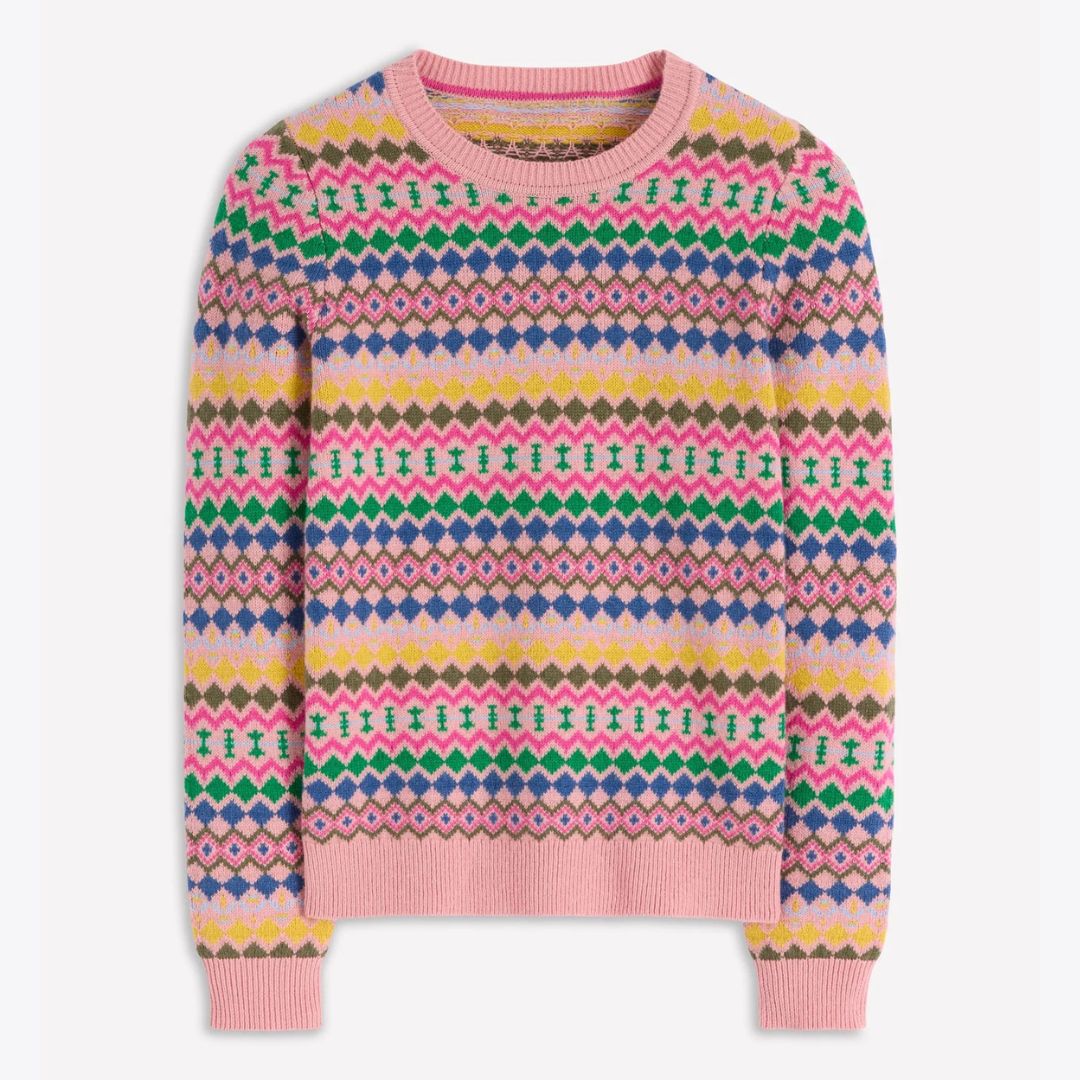 Boden Edie Pink Fair Isle Jumper