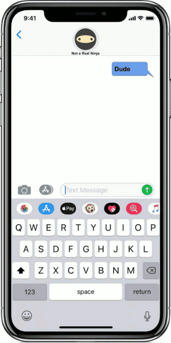 GIF showing example of text conversation on phone