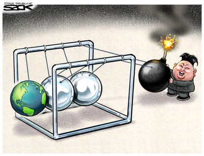 Political Cartoon U.S. Kim Jon Un North Korea Nuclear weapons