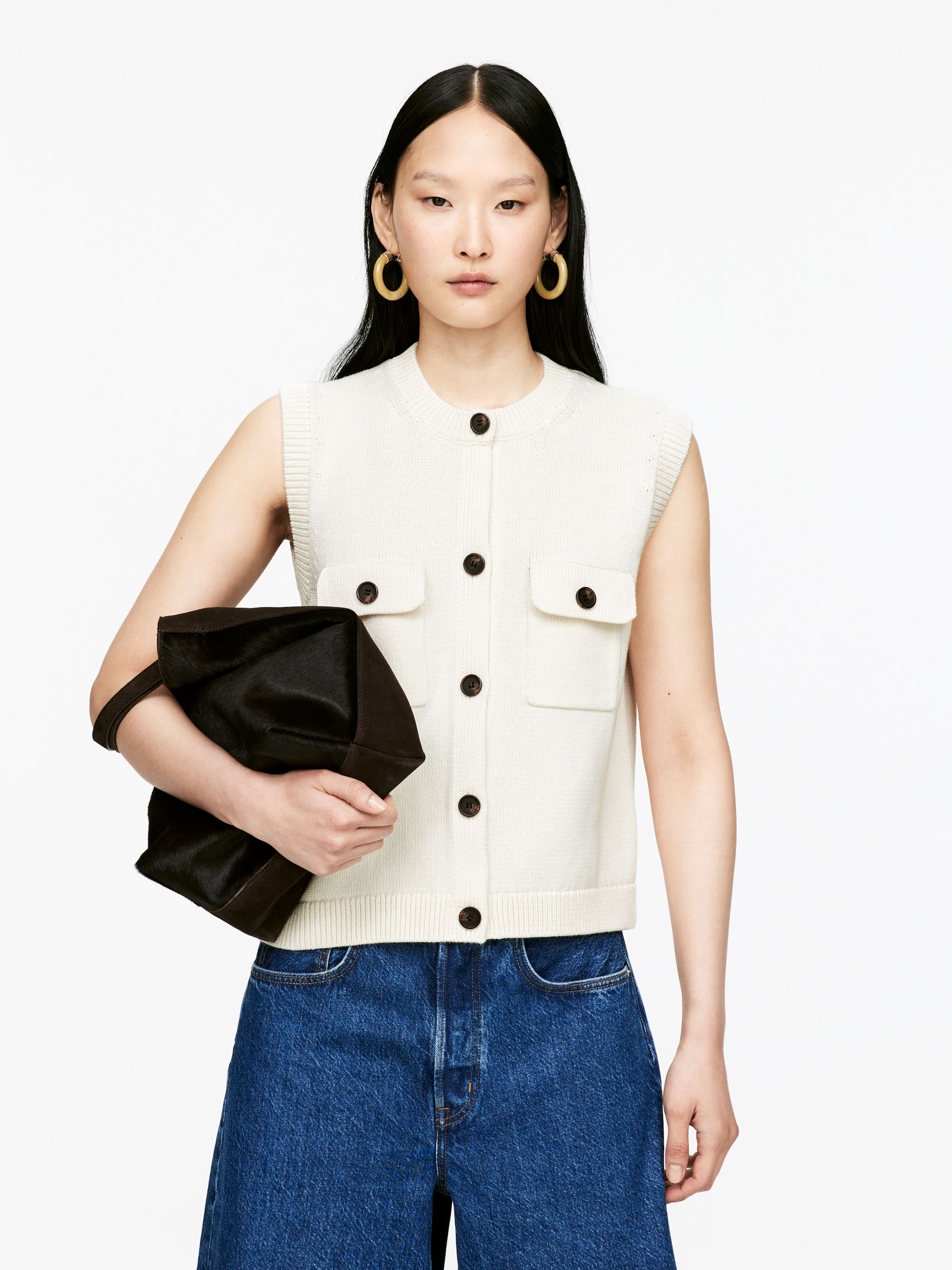 Knitted Cotton Vest 
 White 
 Women 
 Arket Gb