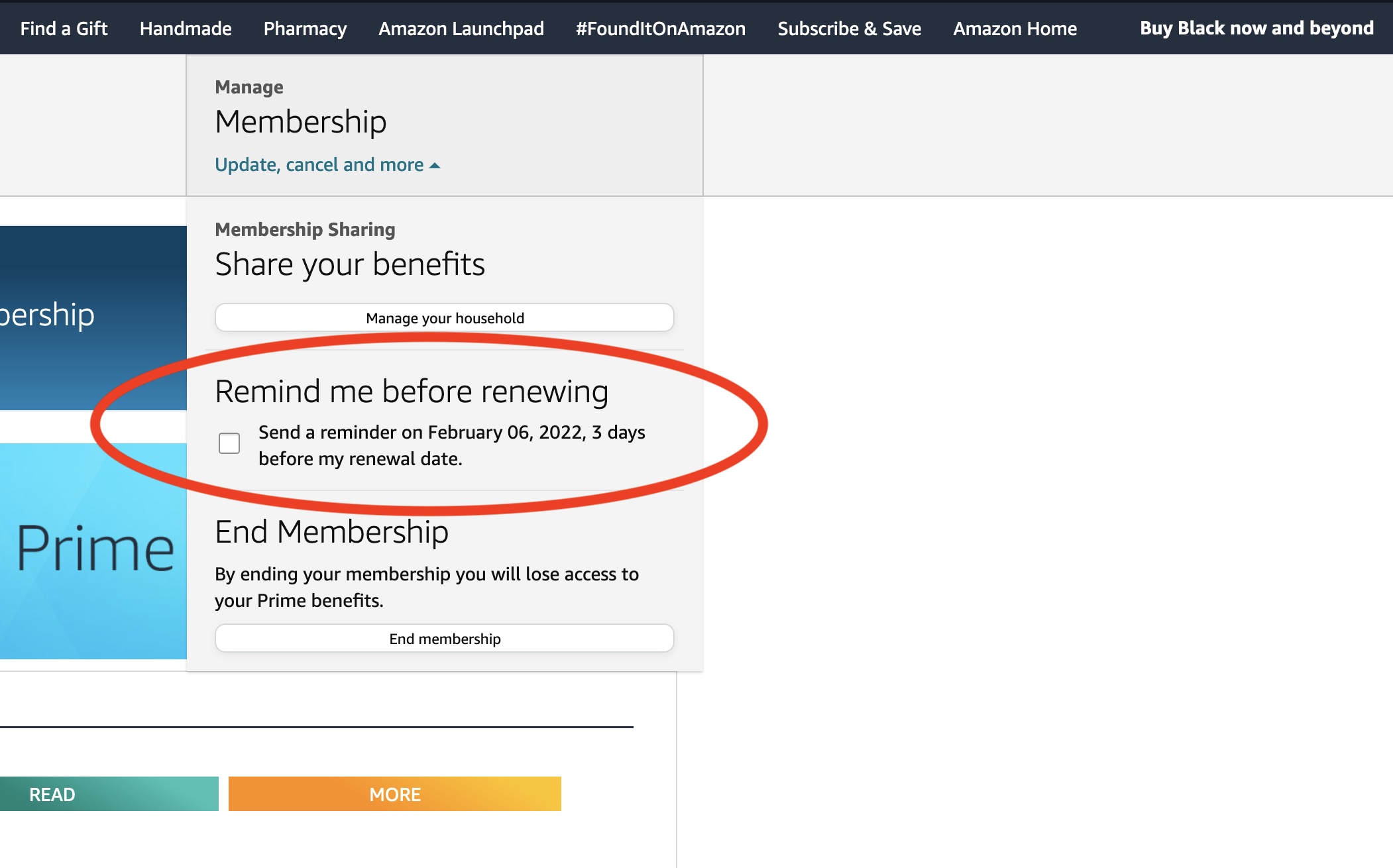 Amazon Prime end membership