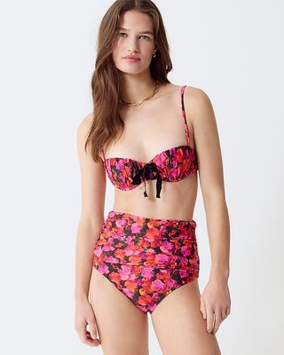 Ruched Balconette Bikini Top in Pansy Floral