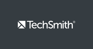 The tech smith logo on a grey background