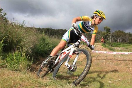 Rowena Fry blazes to a win in the women's short track at Hobart.