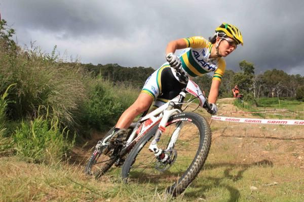 Rowena Fry blazes to a win in the women's short track at Hobart.