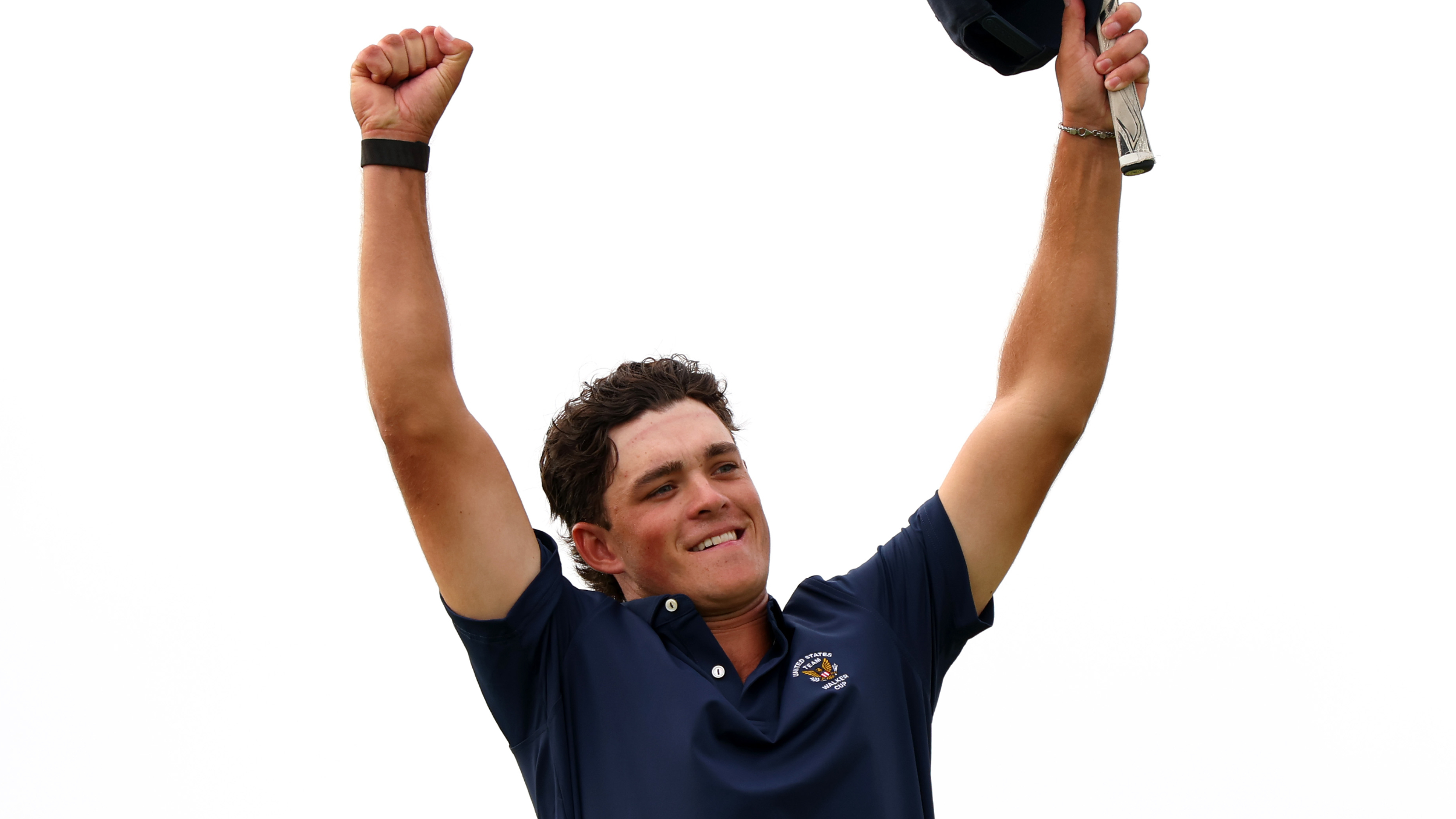 Jackson Koivun celebrates the US Walker Cup win