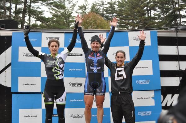 Elite Women's Podium, Left to Right: Sara Bresnick-Zocchi (crossresults.com/pedalpower.com), Laura Van Gilder (C3 - Athletes Serving Athletes), Andrea Smith (Ladies First Racing)