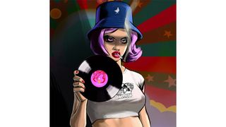 An illustration of a punk woman holding a record